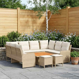 vidaXL Meubelsets met kussen 8 pcs Beige en Crème PE Rattan