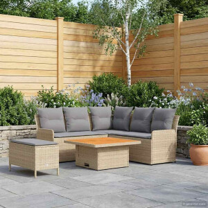 vidaXL Meubelsets met kussen 5 pcs Beige en Licht Grijs PE Rattan