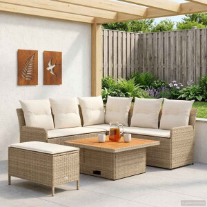 vidaXL Meubelsets met kussen 5 pcs Beige en Crème PE Rattan