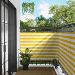 vidaXL Balkon Scherm Geel en Wit 110 x 400 cm Oxford Stof