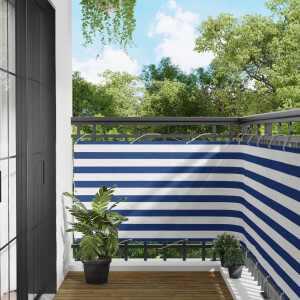 vidaXL Balkon Scherm Blauw en Wit 100 x 400 cm Oxford Stof