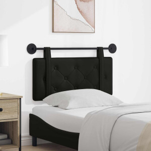 vidaXL Hangend hoofdbord Zwart Nep Leer