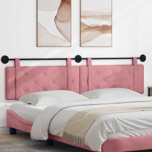 vidaXL Hangend hoofdbord Roze Fluweel