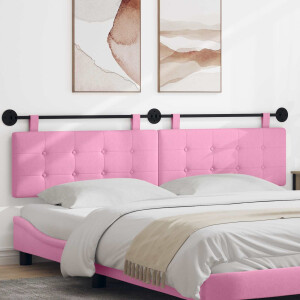 vidaXL Hangend hoofdbord Roze Stof