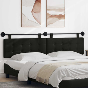 vidaXL Hangend hoofdbord Zwart Nep Leer