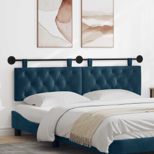 vidaXL Hangend hoofdbord Blauw Fluweel