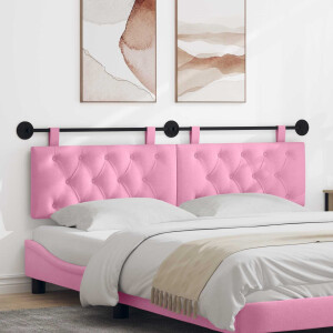 vidaXL Hangend hoofdbord Roze Stof