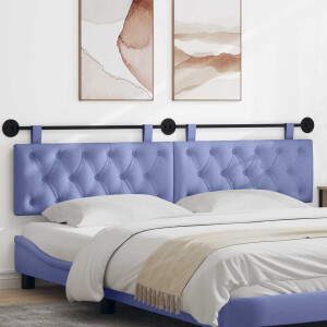 vidaXL Hangend hoofdbord Jeans Blauw Stof