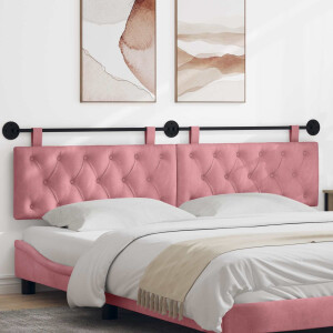 vidaXL Hangend hoofdbord Roze Fluweel