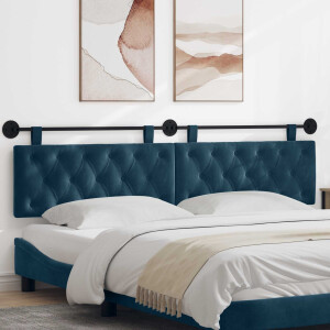 vidaXL Hangend hoofdbord Blauw Fluweel