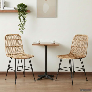 vidaXL Eetkamerstoel 2 pcs Naturel 41 x 55 x 85 cm Rattan en staal