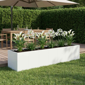 vidaXL Plantenbak Wit 280 x 80 x 60 cm Koudgewalst staal