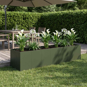 vidaXL Plantenbak Olijfgroen 280 x 80 x 60 cm Koudgewalst staal