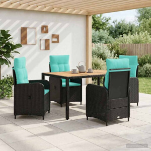 vidaXL Buiten eettafelset 5 st PE Rattan en Poeder-Coated Staal