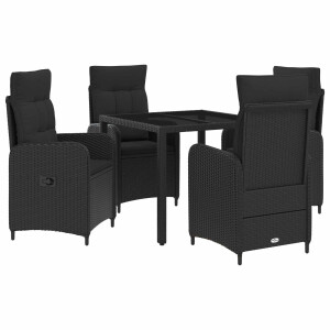 vidaXL Buiten eettafelset 5 pcs Zwart 90 x 90 x 75 cm poly rattan