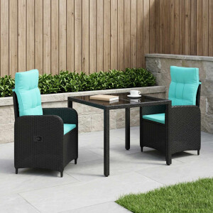 vidaXL Buiten eettafelset 3 pcs poly rattan