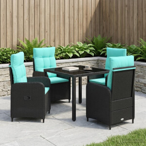 vidaXL Buiten eettafelset 5 pcs poly rattan