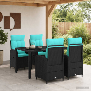 vidaXL Buiten eettafelset 5 pcs poly rattan