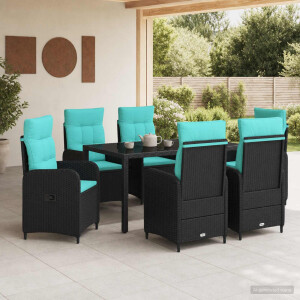 vidaXL Buiten eettafelset 7 pcs poly rattan
