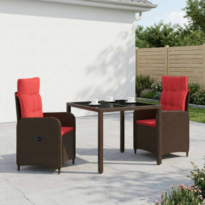 vidaXL Buiten eettafelset 3 pcs poly rattan