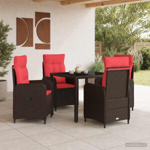 vidaXL Buiten eettafelset 5 pcs poly rattan