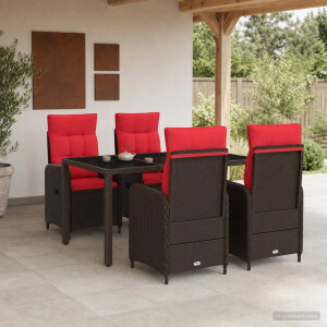 vidaXL Buiten eettafelset 5 pcs poly rattan
