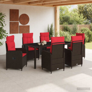 vidaXL Buiten eettafelset 7 pcs poly rattan