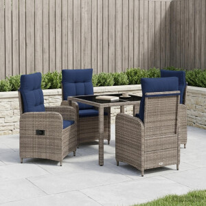 vidaXL Buiten eettafelset 5 pcs poly rattan