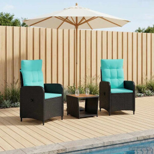 vidaXL Tuin loungeset 3 st PE Rattan en Poeder-Coated Staal