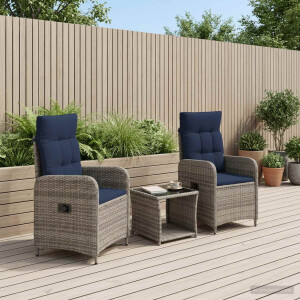 vidaXL Tuin loungeset 3 st PE Rattan en Poeder-Coated Staal