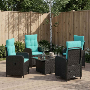 vidaXL Buiten eettafelset 5 pcs poly rattan