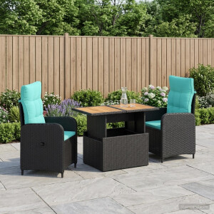 vidaXL Buiten eettafelset 3 pcs poly rattan