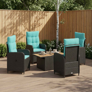 vidaXL Buiten eettafelset 5 pcs poly rattan