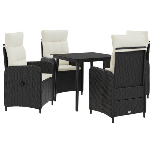vidaXL Bank tafel set met kussen met kussen 5 pcs Zwart en Cream Wit