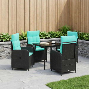 vidaXL Bank tafel set 5 pcs PE Rattan en Poeder-Coated Staal