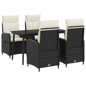 vidaXL Bank tafel set met kussen met kussen 5 pcs Zwart en Cream Wit