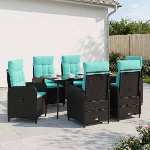 vidaXL Bank tafel set 7 pcs PE Rattan en Poeder-Coated Staal