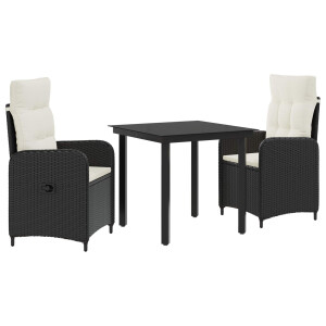 vidaXL Bank tafel set met kussen met kussen 3 pcs Zwart en Cream Wit