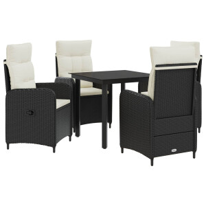 vidaXL Bank tafel set met kussen met kussen 5 pcs Zwart en Cream Wit