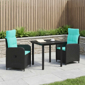 vidaXL Bank tafel set 3 pcs PE Rattan en Poeder-Coated Staal