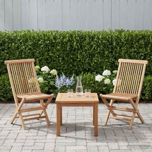 vidaXL Opvouwbare Tuinstoel 2 st Naturel Massief Teakhout