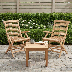 vidaXL Opvouwbare Tuinstoel 2 st Naturel Massief Teakhout