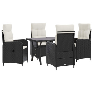 vidaXL Buiten eettafelset 5 pcs Zwart en Cream Wit poly rattan