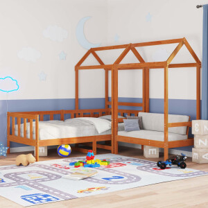 vidaXL Dagbed Set Waskleur Bruin 90 x 200 cm Massief grenenhout