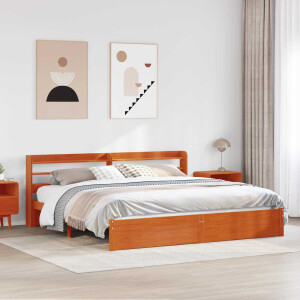 vidaXL Bedframe met hoofdeinde 2 pcs Wasbruin Massief Vurenhout
