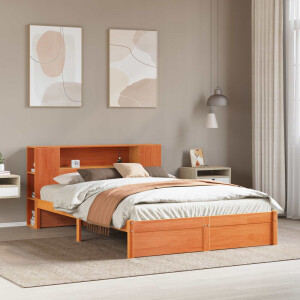 vidaXL Bedframe met opberghoofdeksel 2 pcs Wasbruin Massief Vurenhout