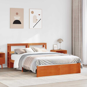 vidaXL Bedframe met hoofdeinde Wasbruin 160 x 200 cm Massief Vurenhout
