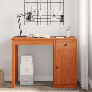 vidaXL Bureau Waskleur Bruin 100 x 50 x 74 cm Massief grenenhout