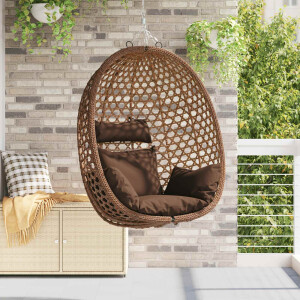 vidaXL Hangende eierstoel zonder standaard Koffiebruin poly rattan