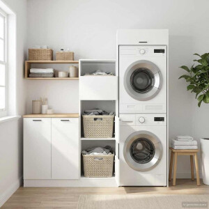 vidaXL Waskast Set met opslag 2 pcs Wit Geconstrueerd hout